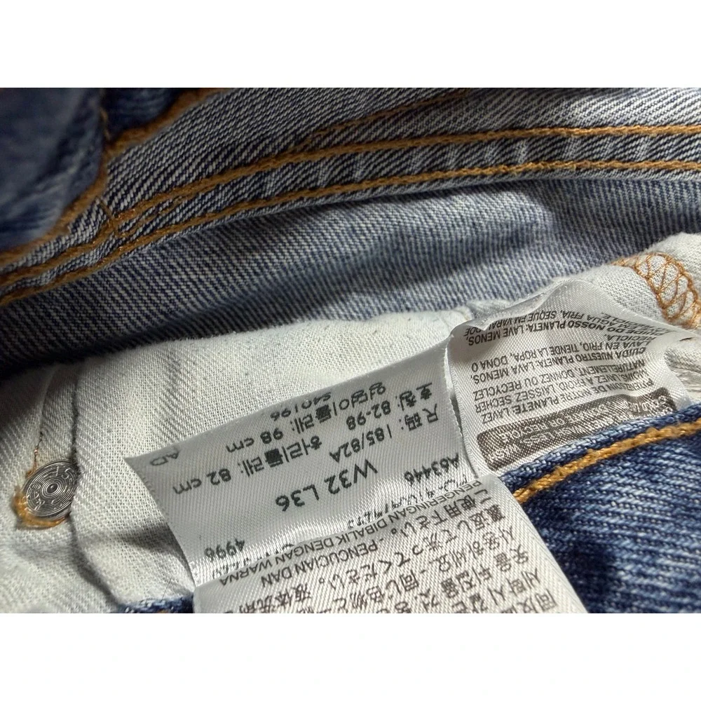 Levis 505 Regular Fit Straight Leg Jeans Medium Wash Blue Denim W32 L36